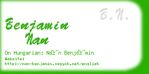 benjamin nan business card